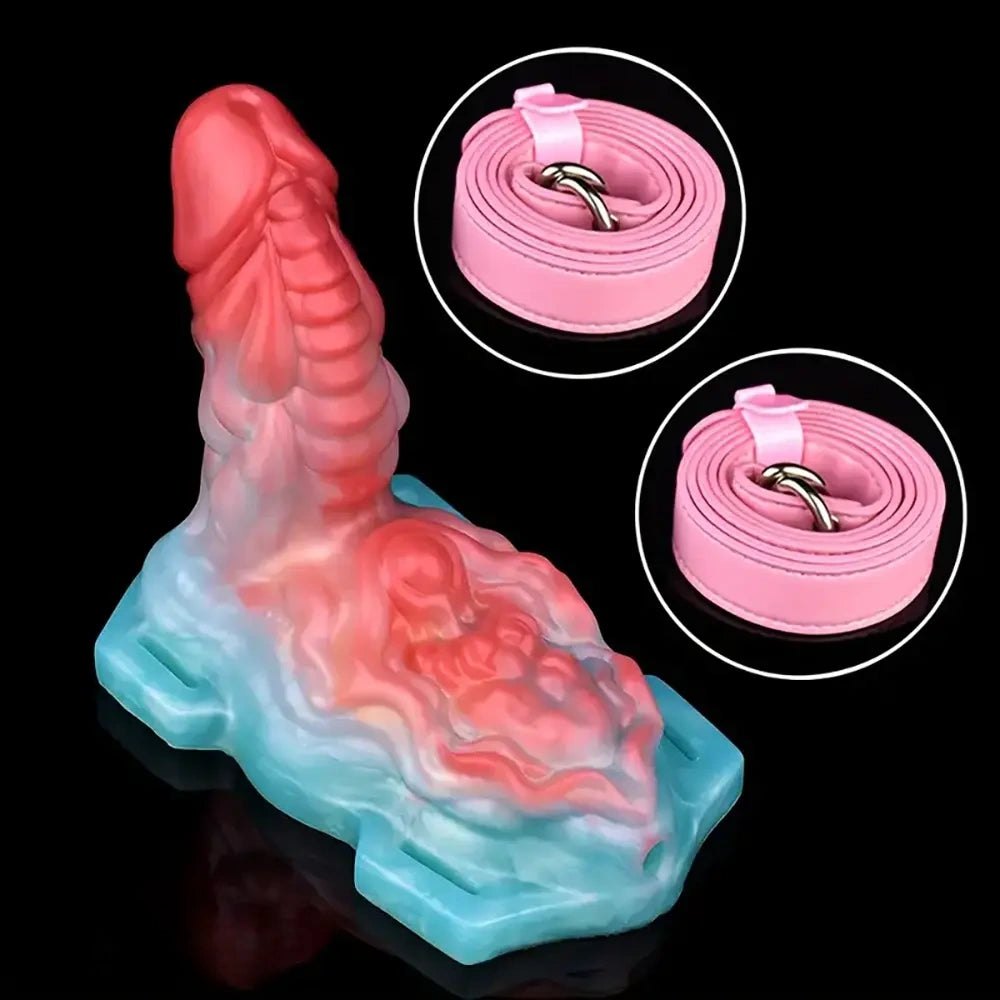 Colorful silicone strap-on dildo, photo 9