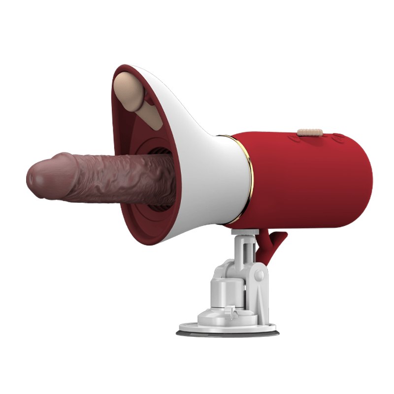 Red compact thrusting sex machine with suction base, photo 8