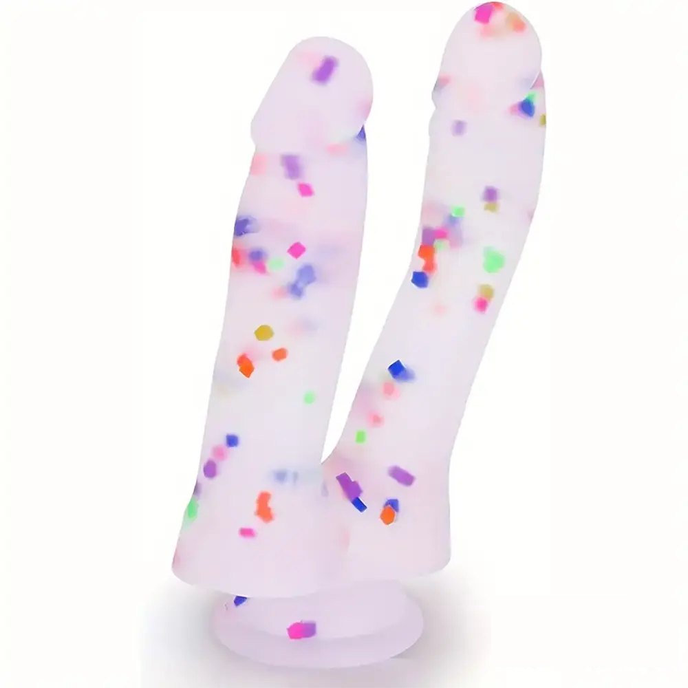 Confetti glitter double headed silicone dildo, photo 1