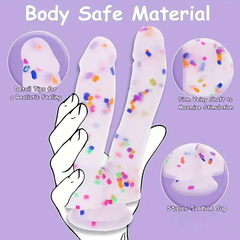 Confetti glitter double headed silicone dildo, photo 2