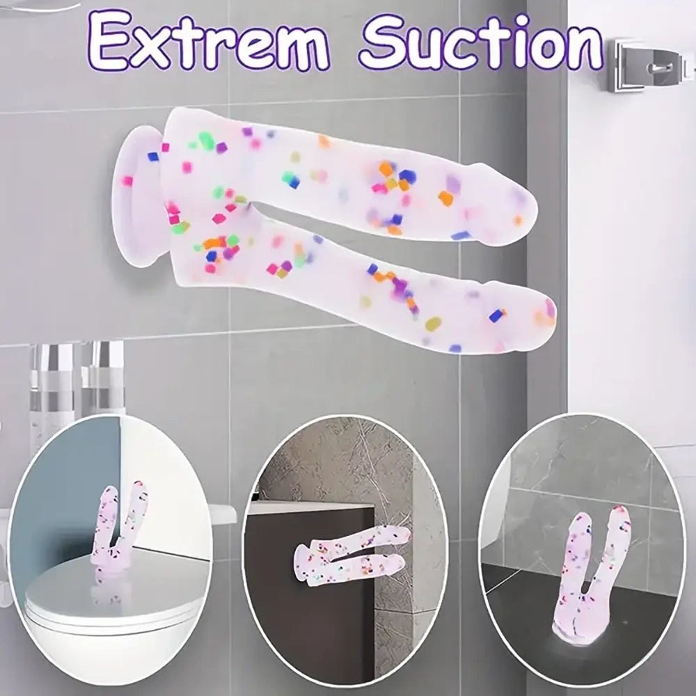 Confetti glitter double headed silicone dildo, photo 3