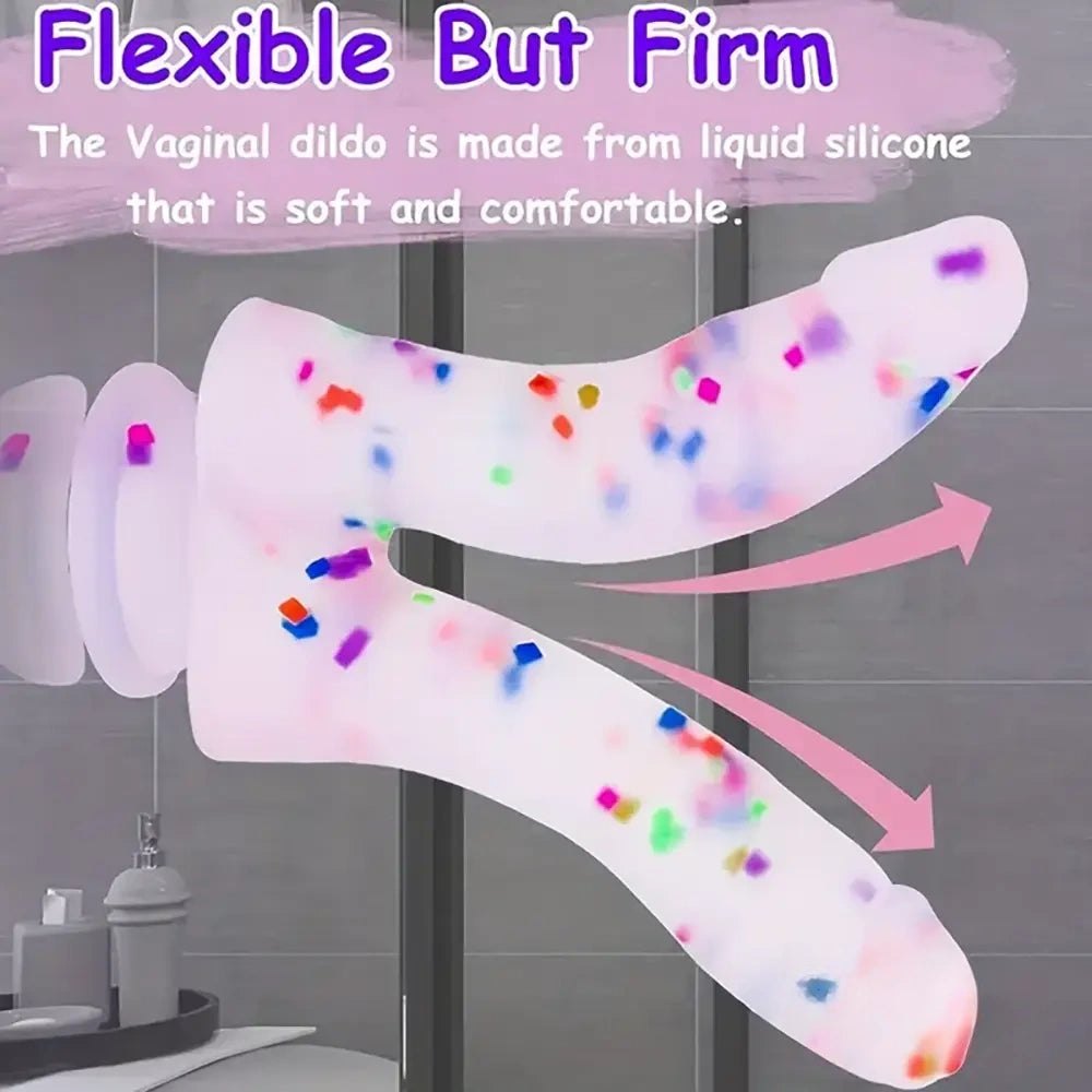 Confetti glitter double headed silicone dildo, photo 4