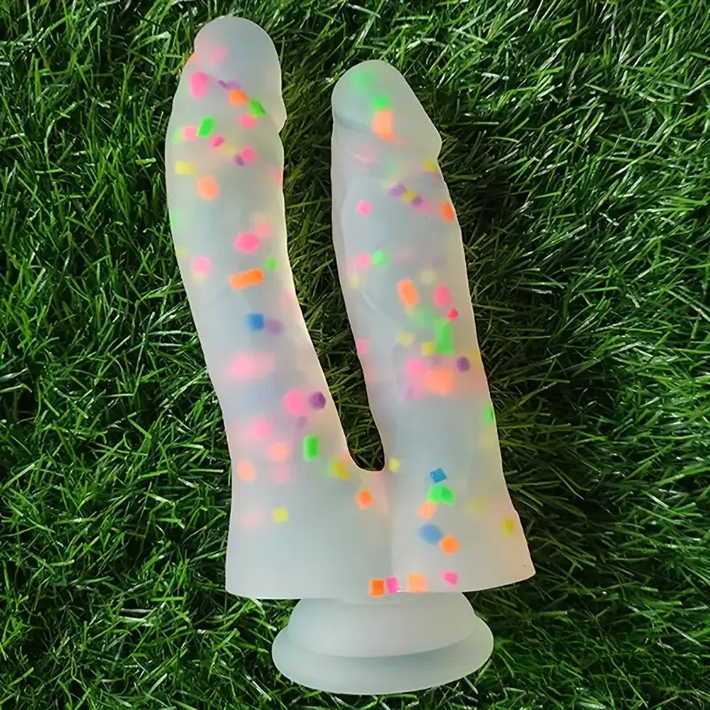 Confetti glitter double headed silicone dildo, photo 5