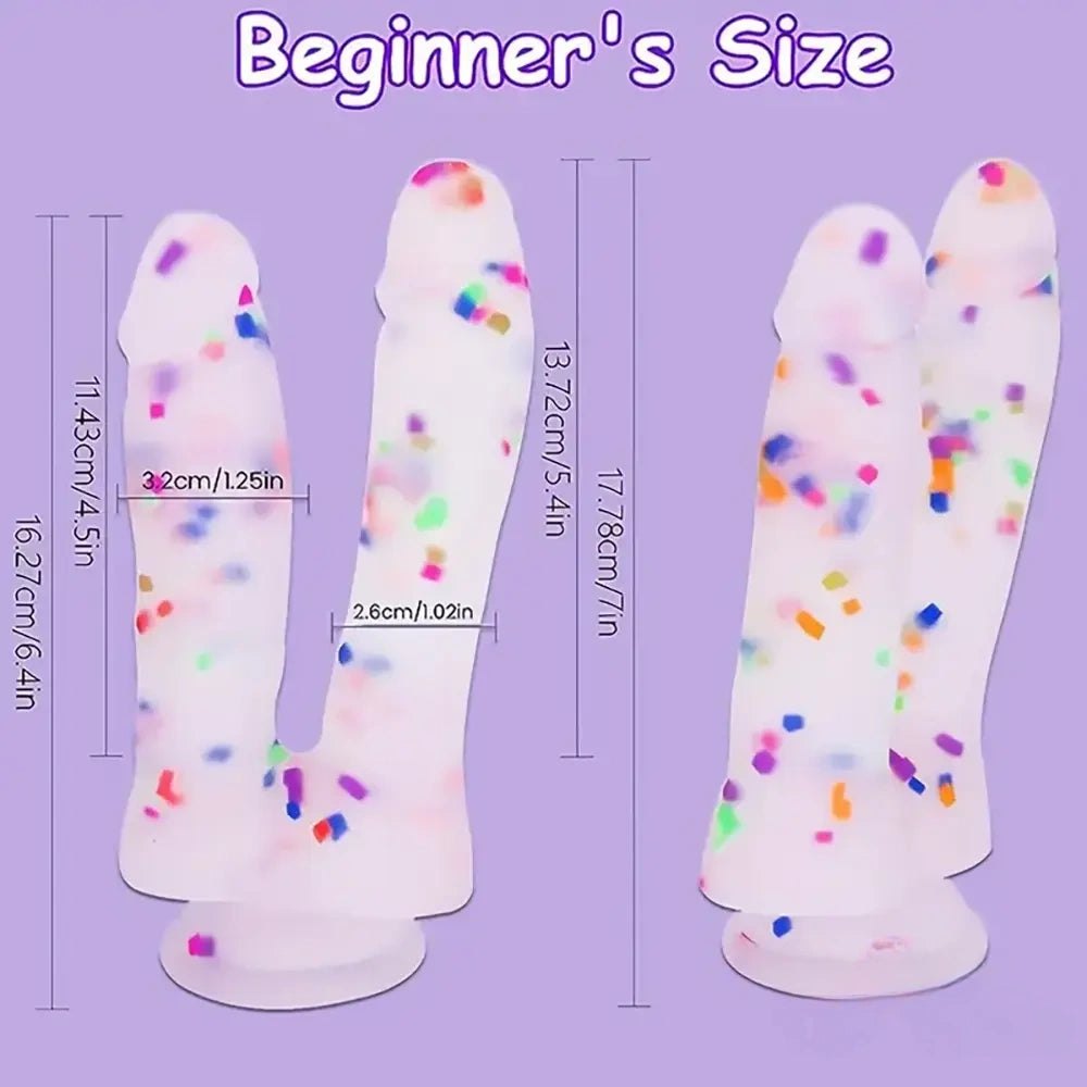 Confetti glitter double headed silicone dildo, photo 6