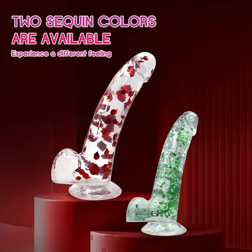 Green glitter confetti realistic dildo