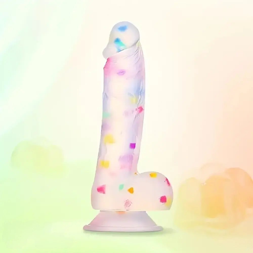 Confetti jelly silicone dildo, photo 1