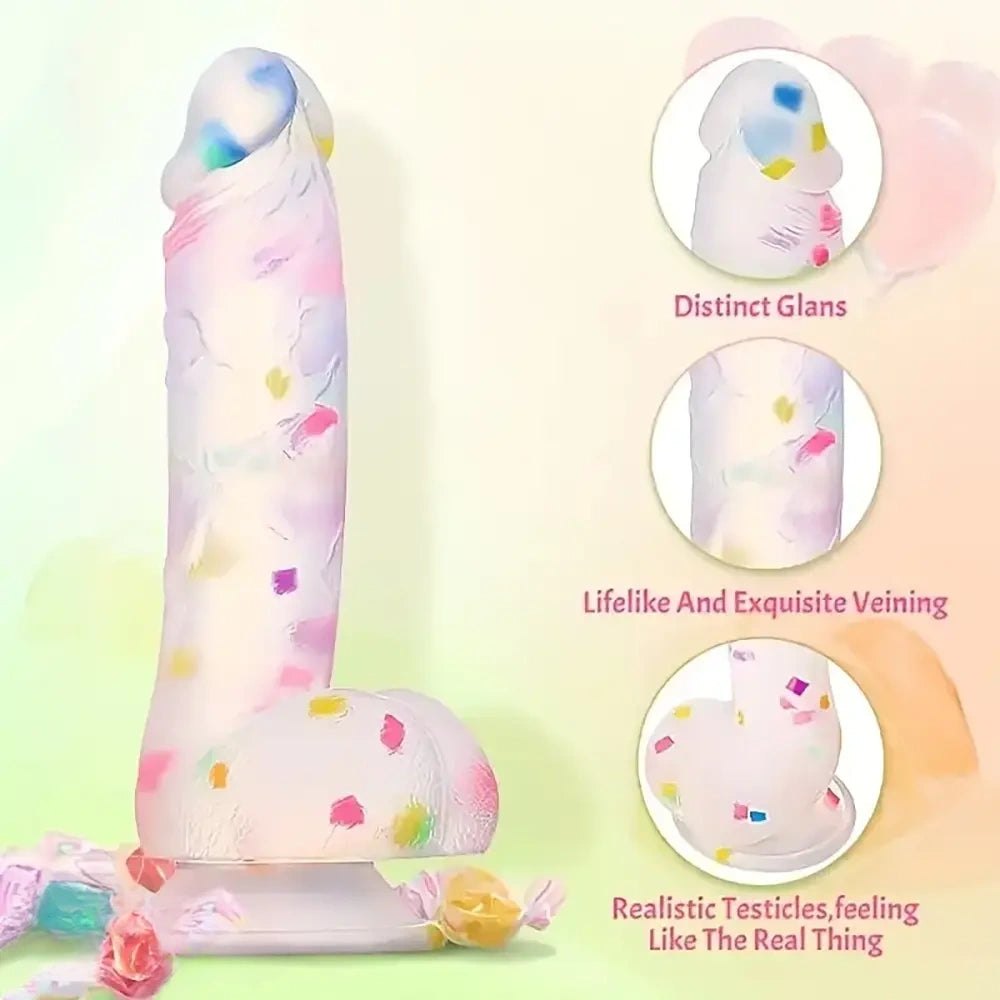 Confetti jelly silicone dildo, photo 3