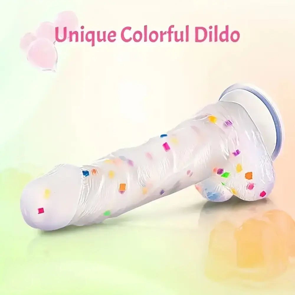 Confetti jelly silicone dildo, photo 5
