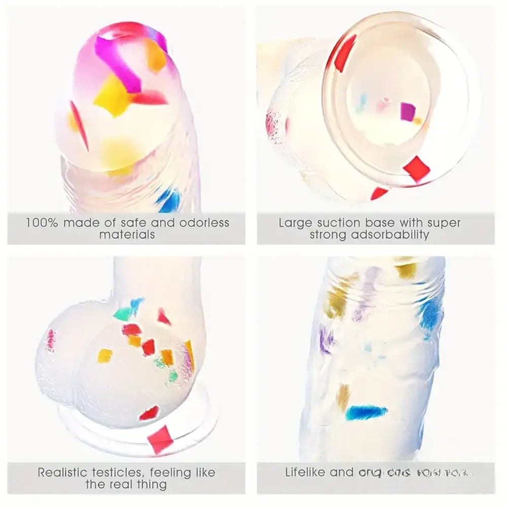 Colorful confetti-speckle silicone suction cup dildo, photo 11