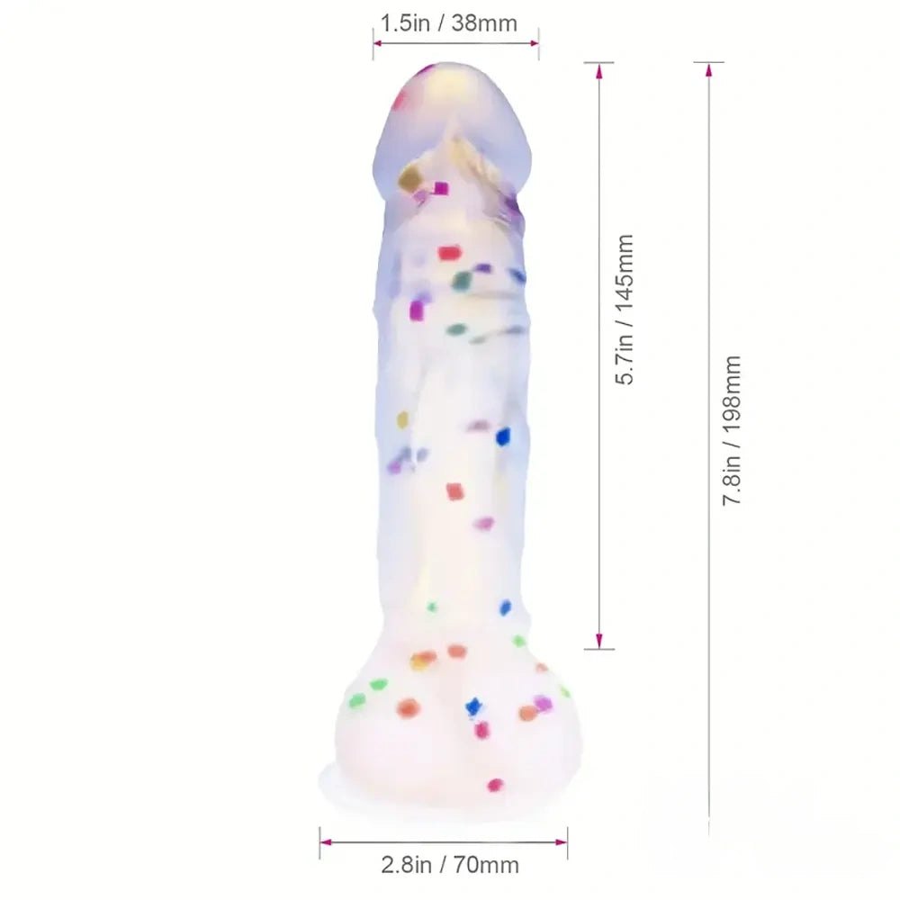 Colorful confetti-speckle silicone suction cup dildo, photo 12