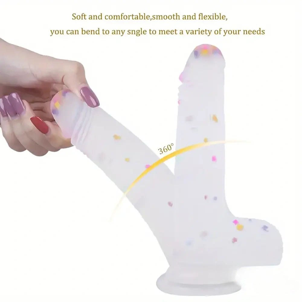 Colorful confetti-speckle silicone suction cup dildo, photo 6