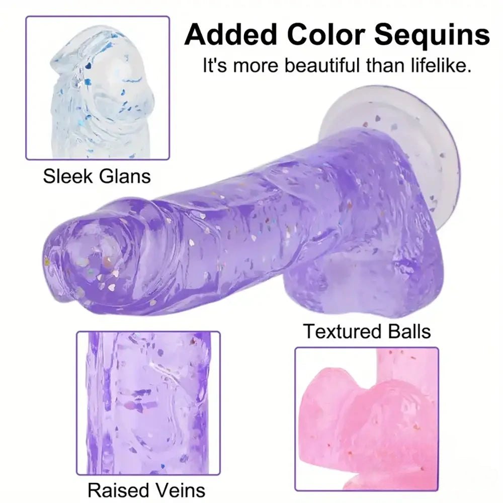 Translucent confetti tpe dildo, photo 8