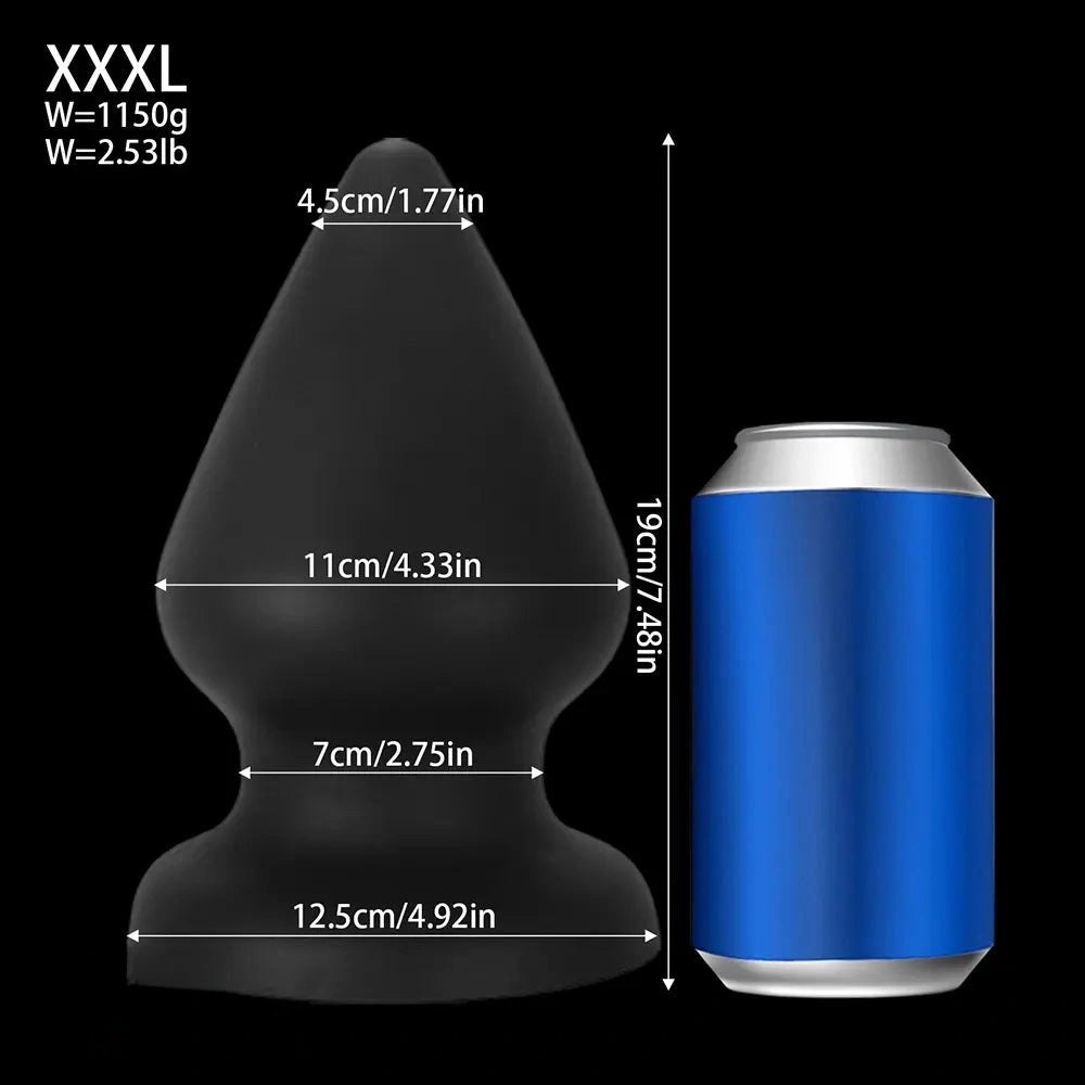 Black conical silicone butt plug
