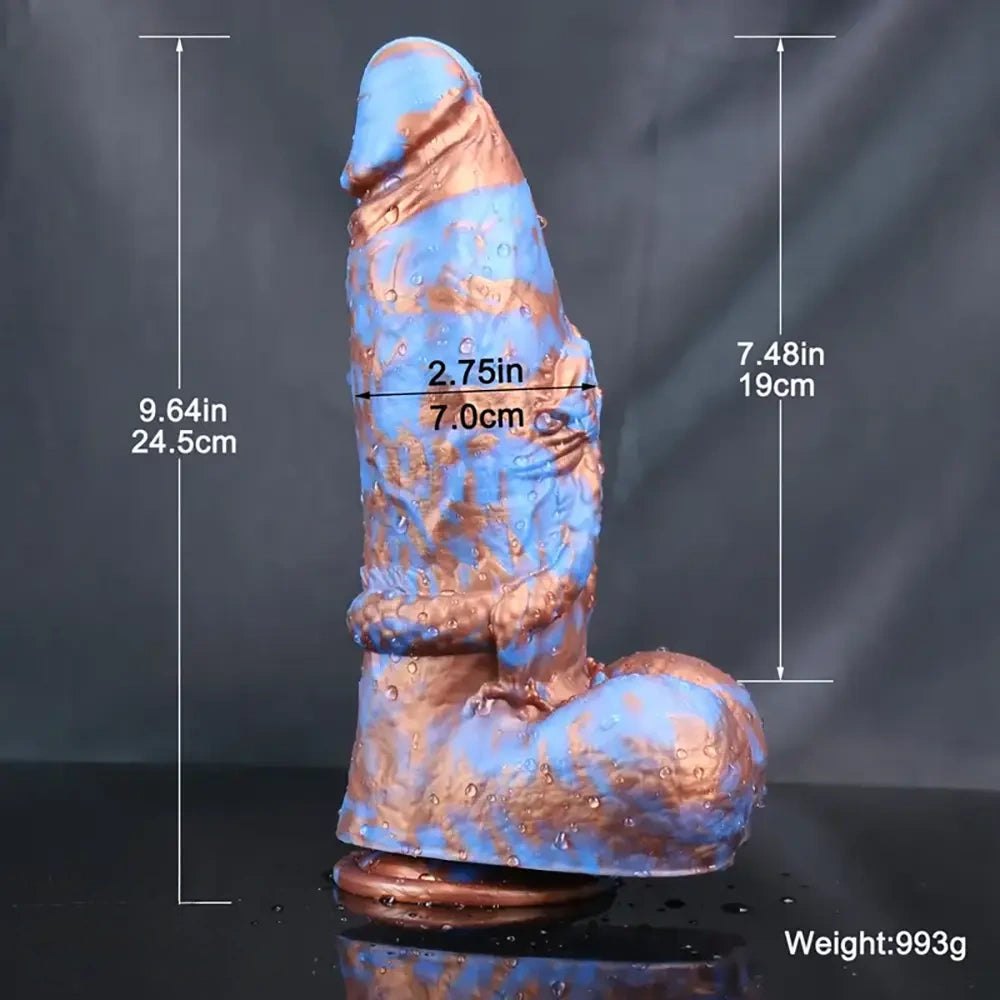 Copper and blue marbled monster dildo, photo 3