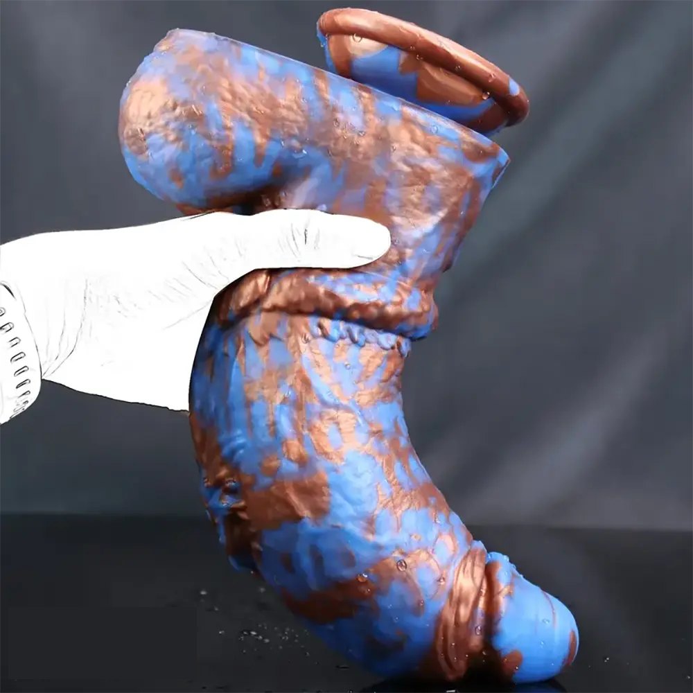 Copper and blue marbled monster dildo, photo 7