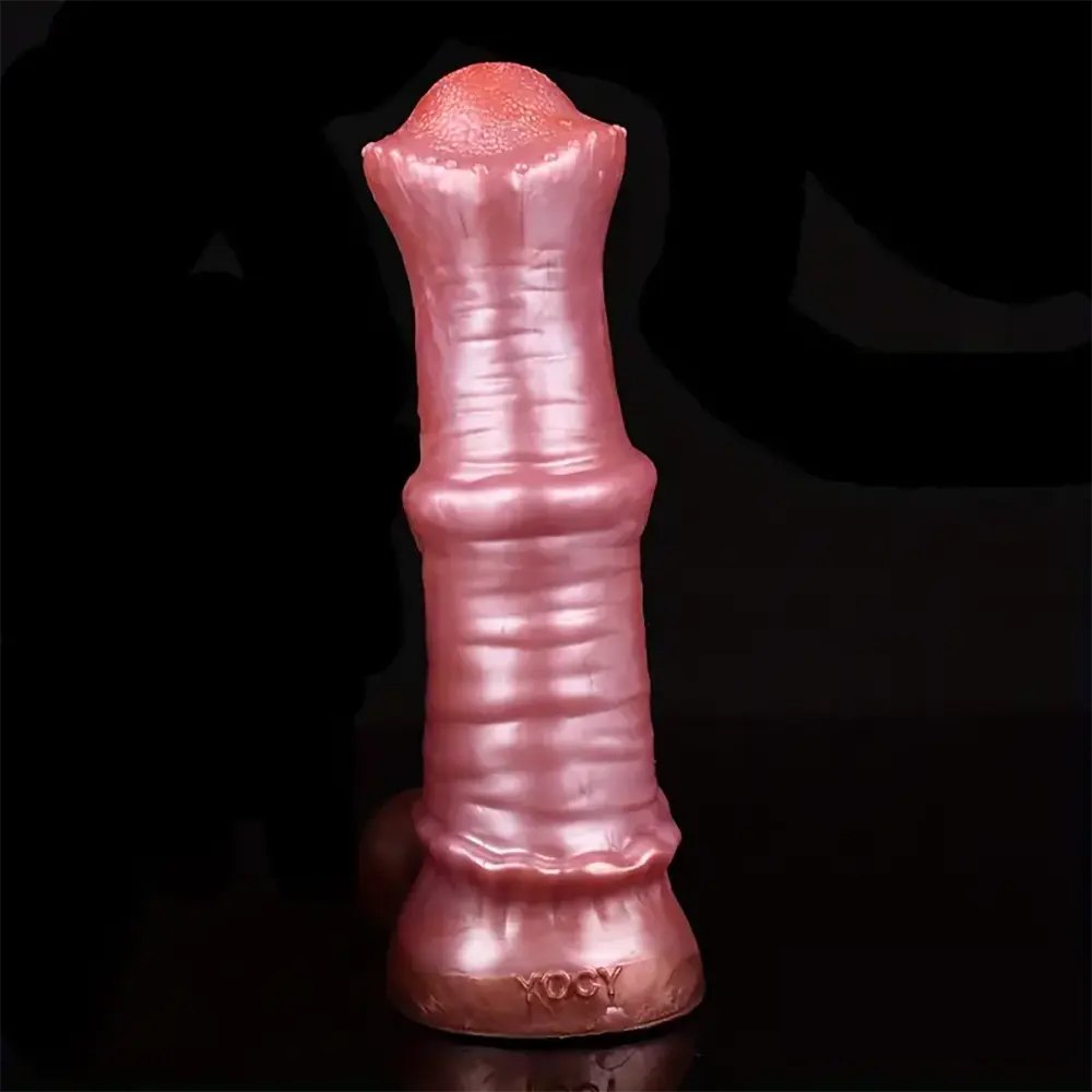Pink and copper horse-style silicone dildo sleeve, photo 4