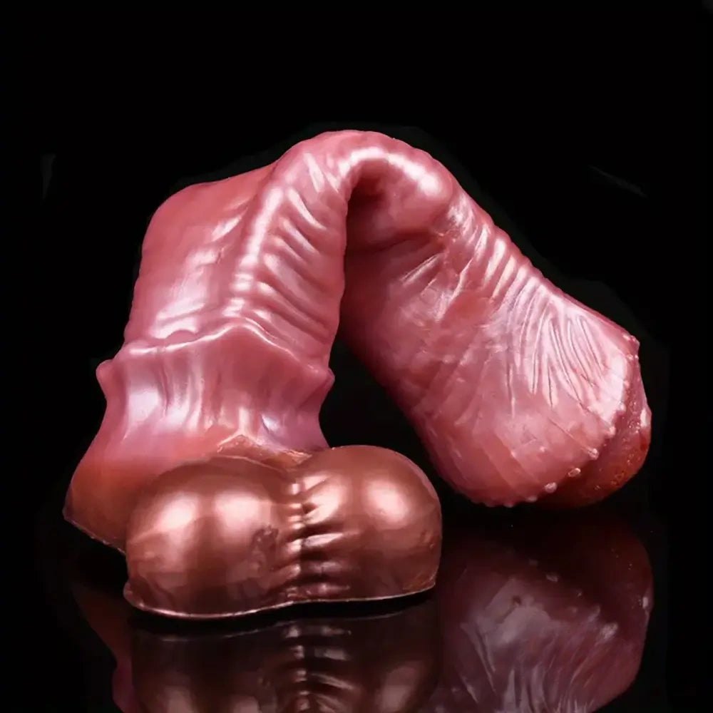 Pink and copper horse-style silicone dildo sleeve, photo 7