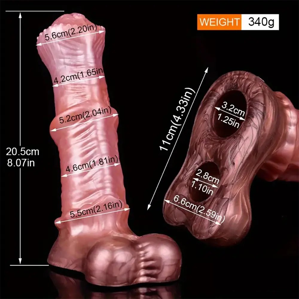 Pink and copper horse-style silicone dildo sleeve, photo 8