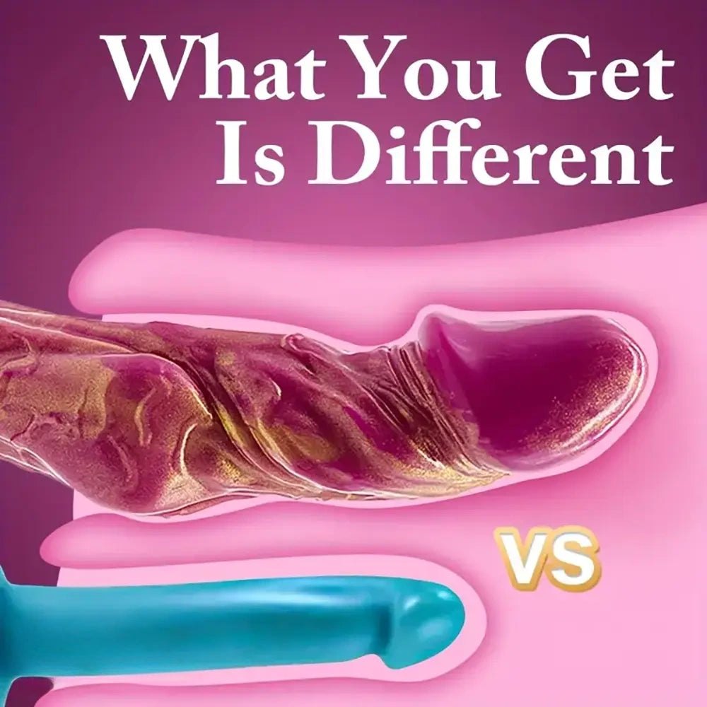 Pink and gold marbled monster fantasy dildo, photo 3