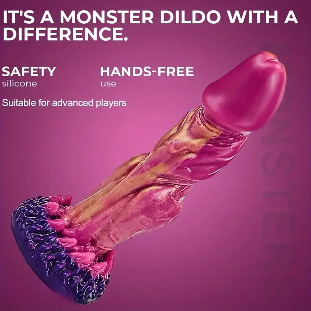 Pink and gold marbled monster fantasy dildo, photo 4