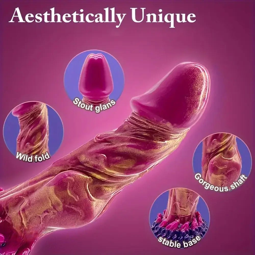 Pink and gold marbled monster fantasy dildo, photo 7