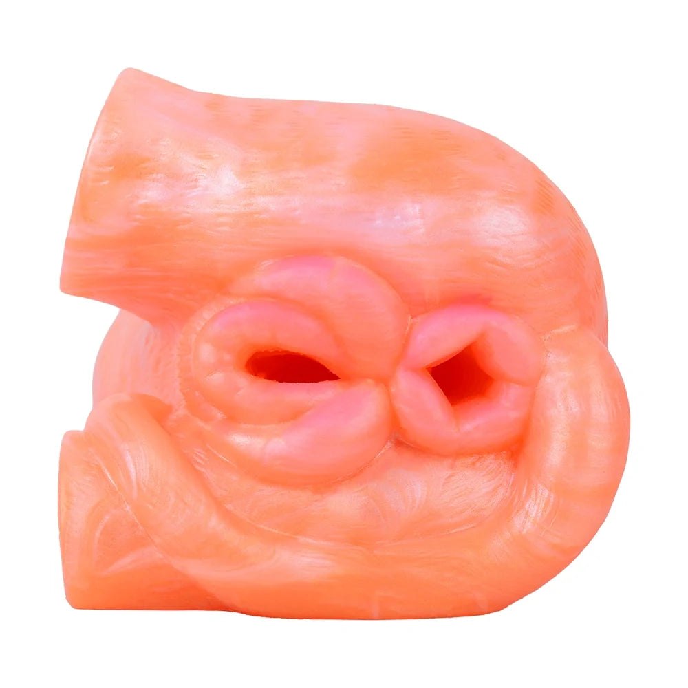 Coral orange dual-channel fantasy masturbator, photo 10