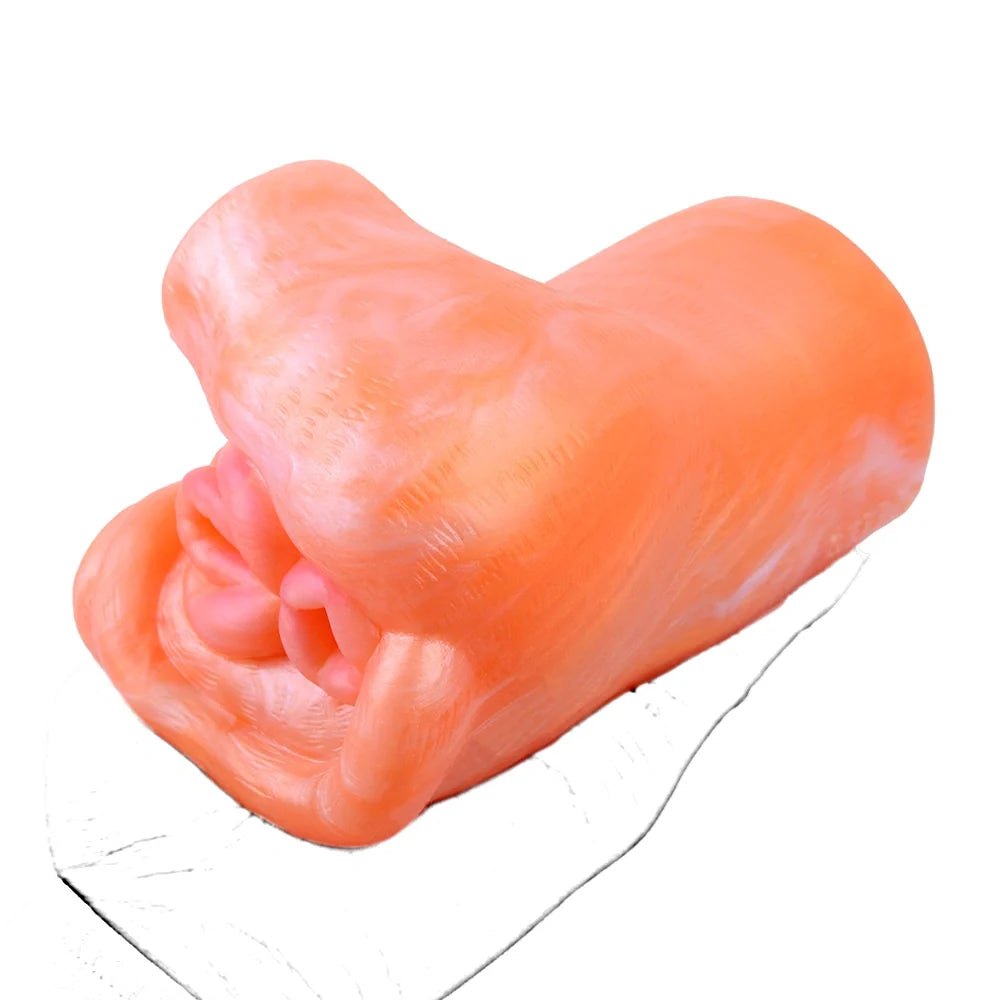 Coral orange dual-channel fantasy masturbator, photo 12