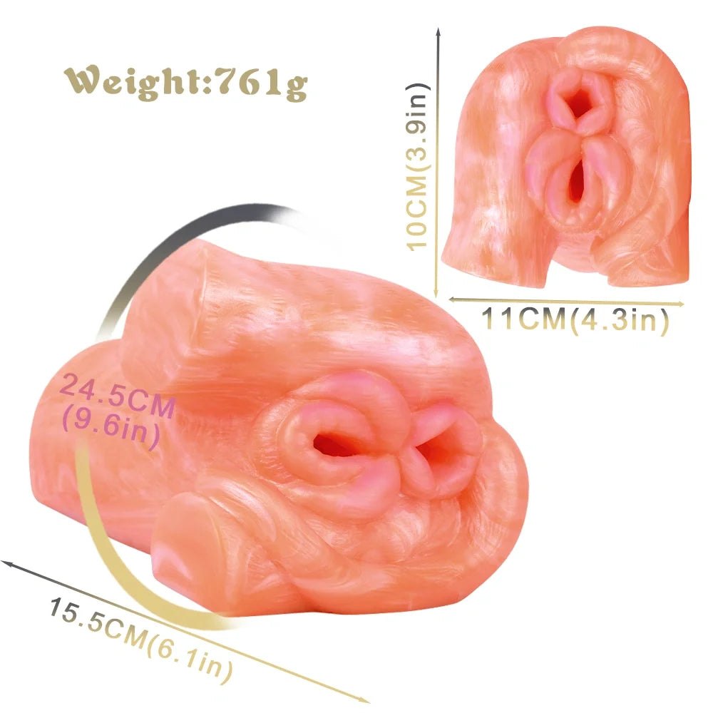 Coral orange dual-channel fantasy masturbator, photo 13