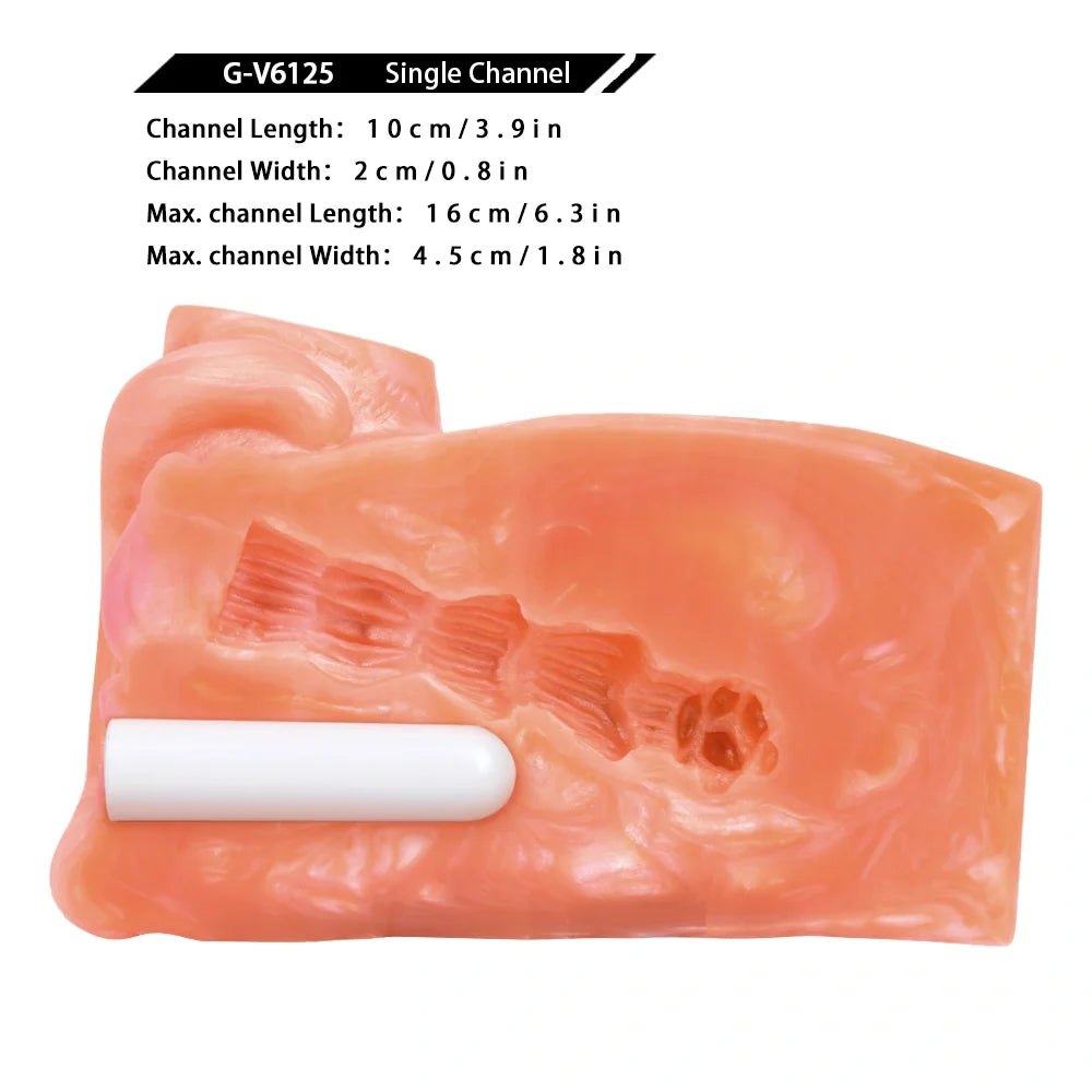Coral orange dual-channel fantasy masturbator, photo 14