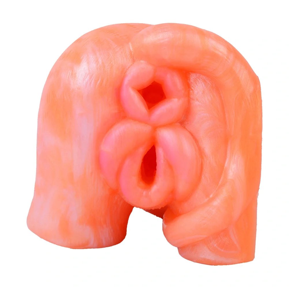 Coral orange dual-channel fantasy masturbator, photo 5