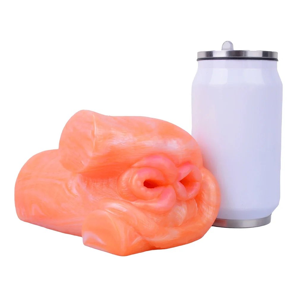 Coral orange dual-channel fantasy masturbator, photo 8