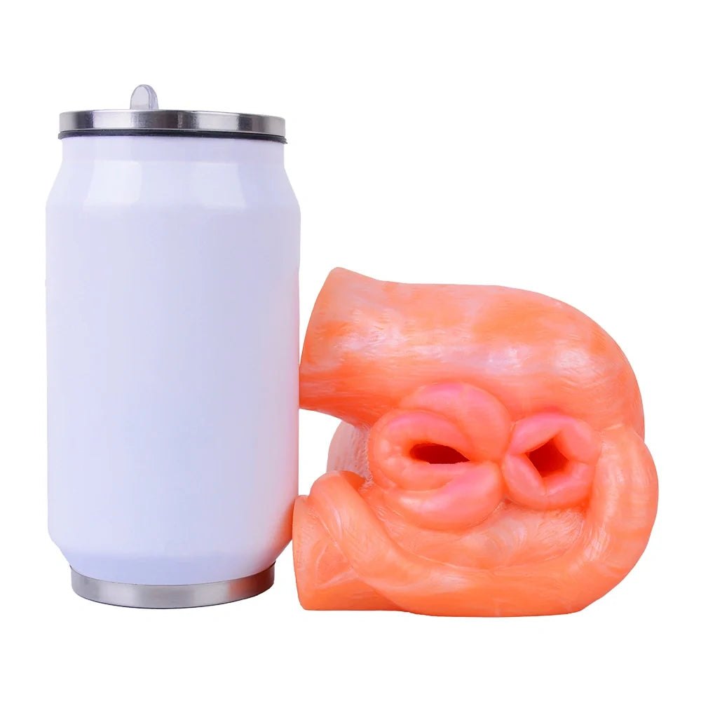 Coral orange dual-channel fantasy masturbator, photo 9