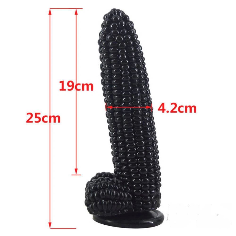 Black corn-textured novelty PVC dildo