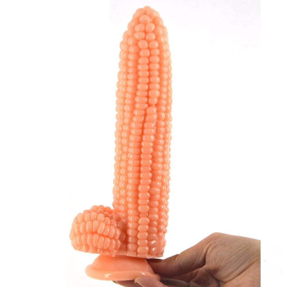 Flesh corn-textured novelty PVC dildo