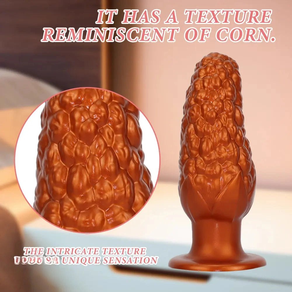Corn textured silicone anal plug with flared base, photo 10