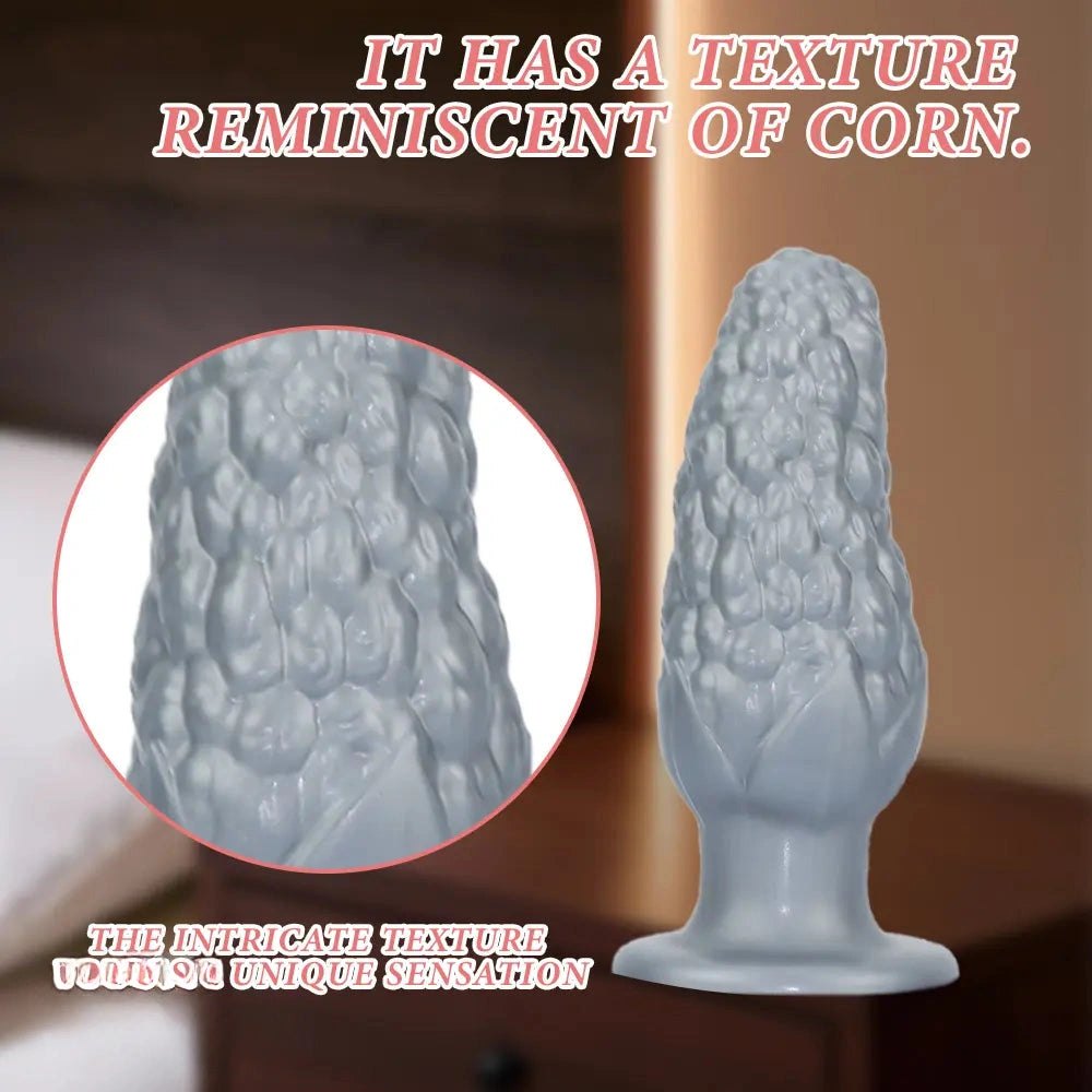 Corn textured silicone anal plug with flared base, photo 11