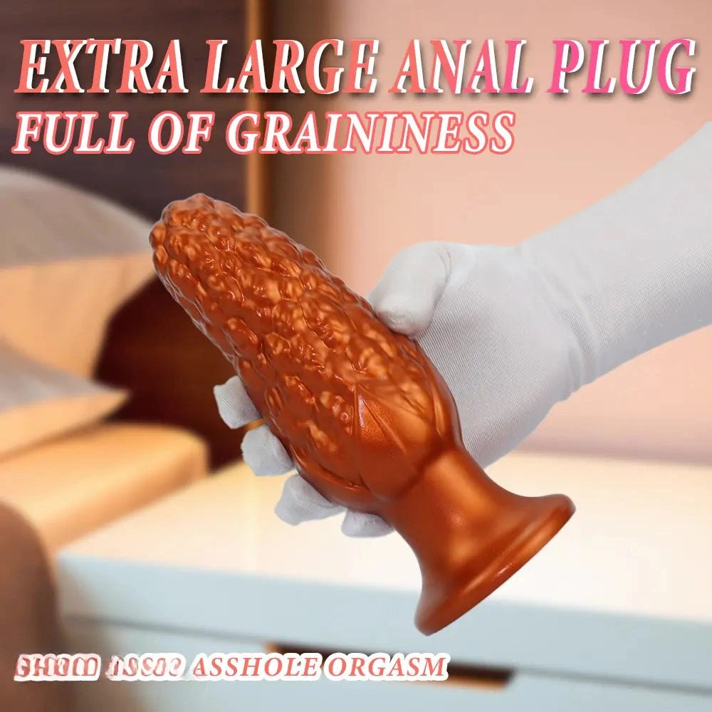 Corn textured silicone anal plug with flared base, photo 3