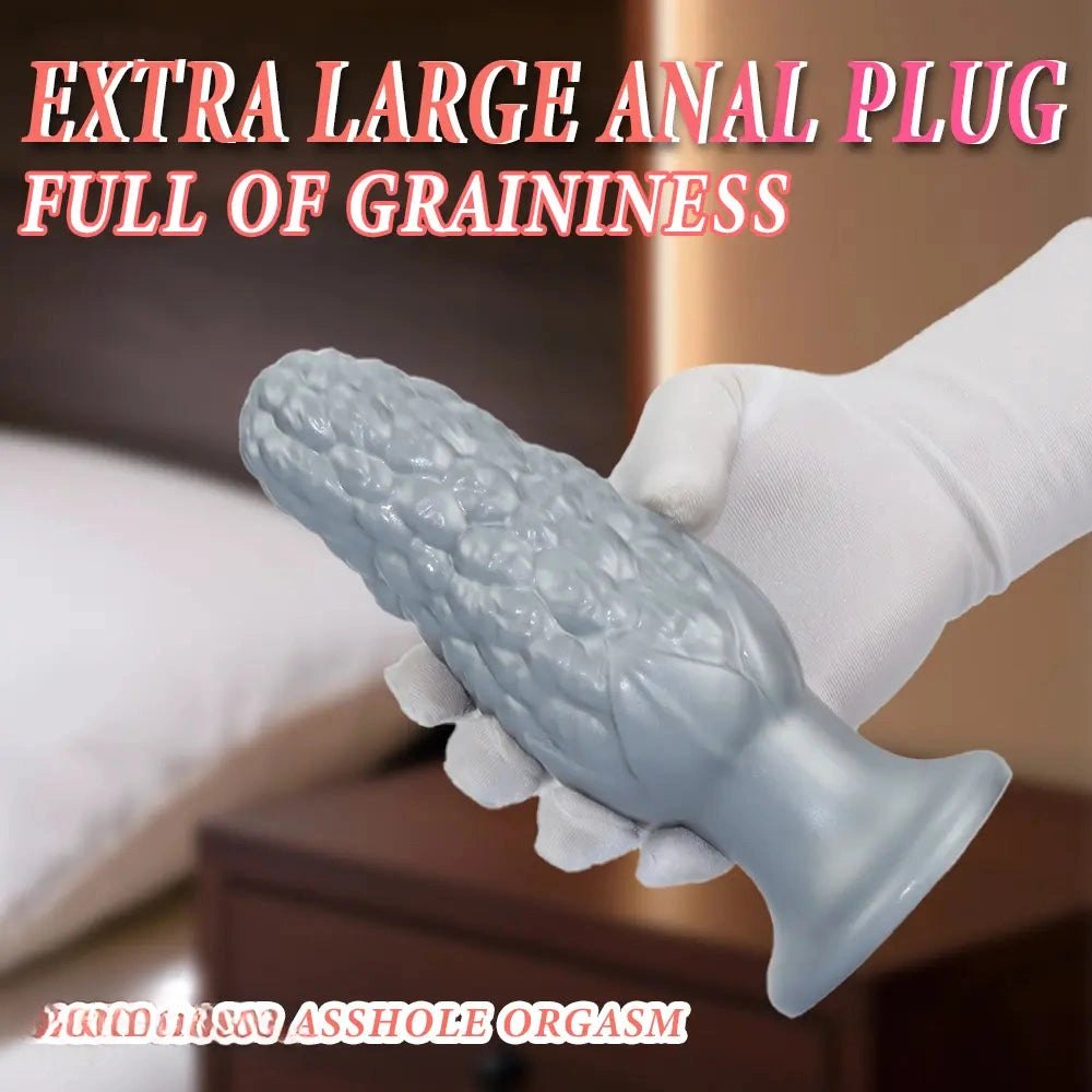 Corn textured silicone anal plug with flared base, photo 4