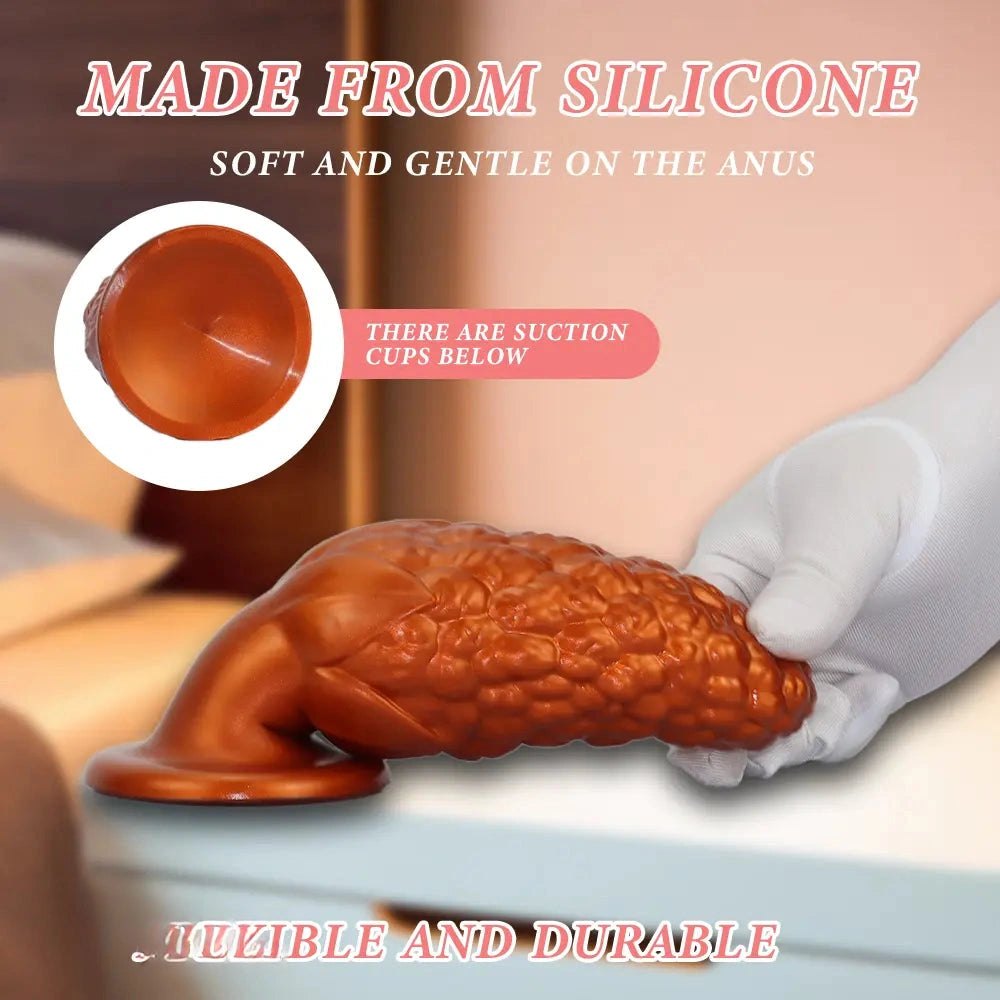 Corn textured silicone anal plug with flared base, photo 7