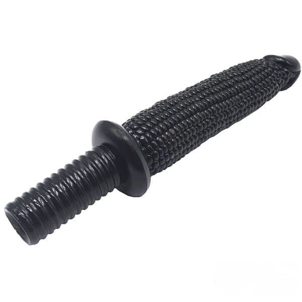 Black corn-textured PVC dildo with handle, photo 3