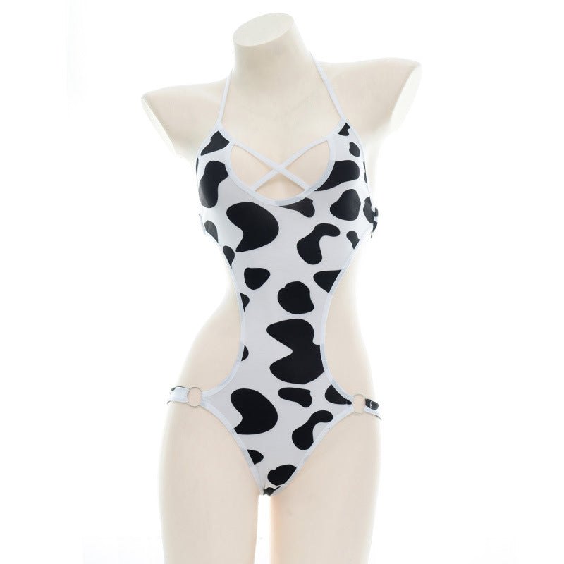 Cow print halter cutout bodysuit, photo 3