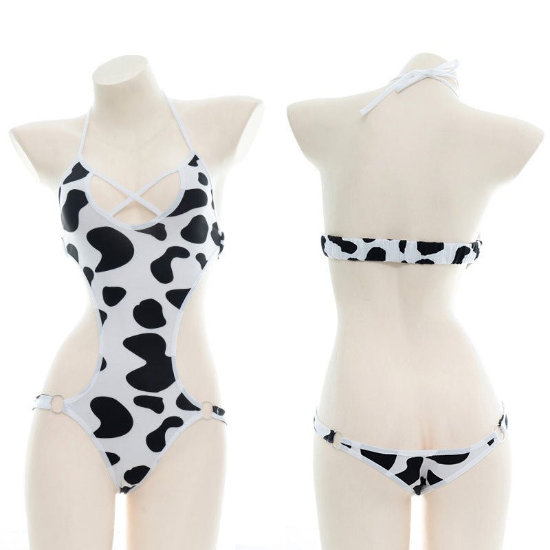 Cow print halter cutout bodysuit, photo 4