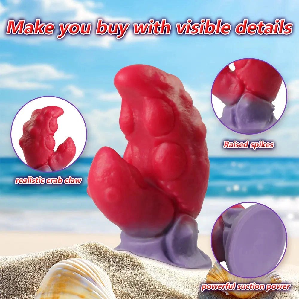 Red and purple crab claw silicone butt plug, photo 3