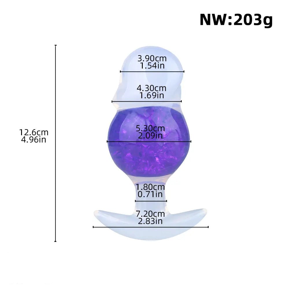 Purple crackled glass look silicone butt plug