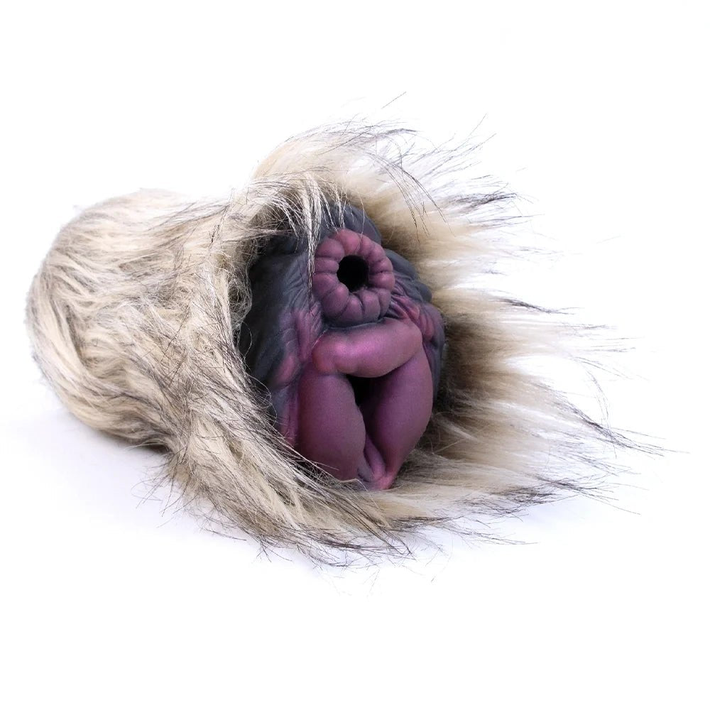Cream fur aubergine dual entry masturbator, photo 10