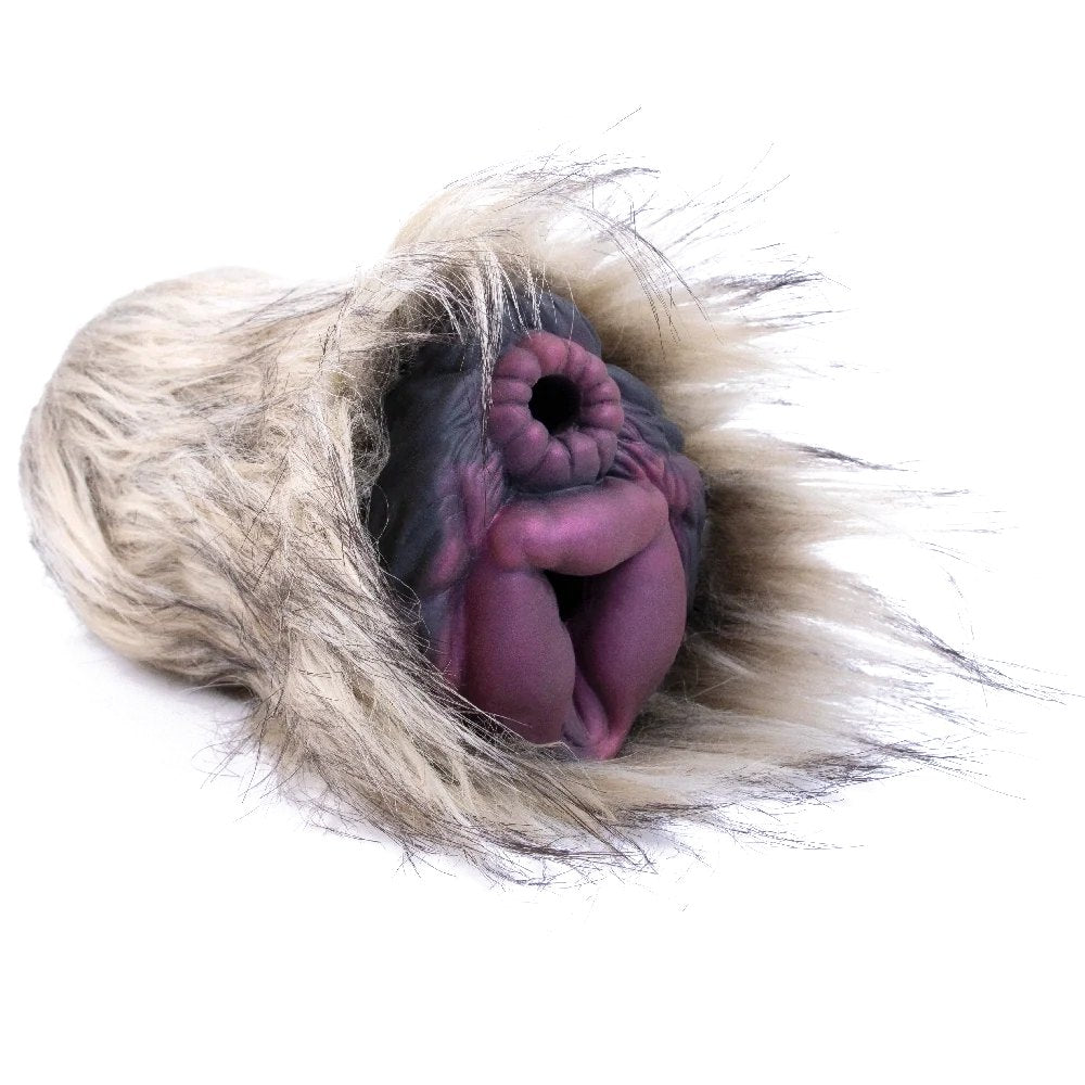Cream fur aubergine dual entry masturbator, photo 2
