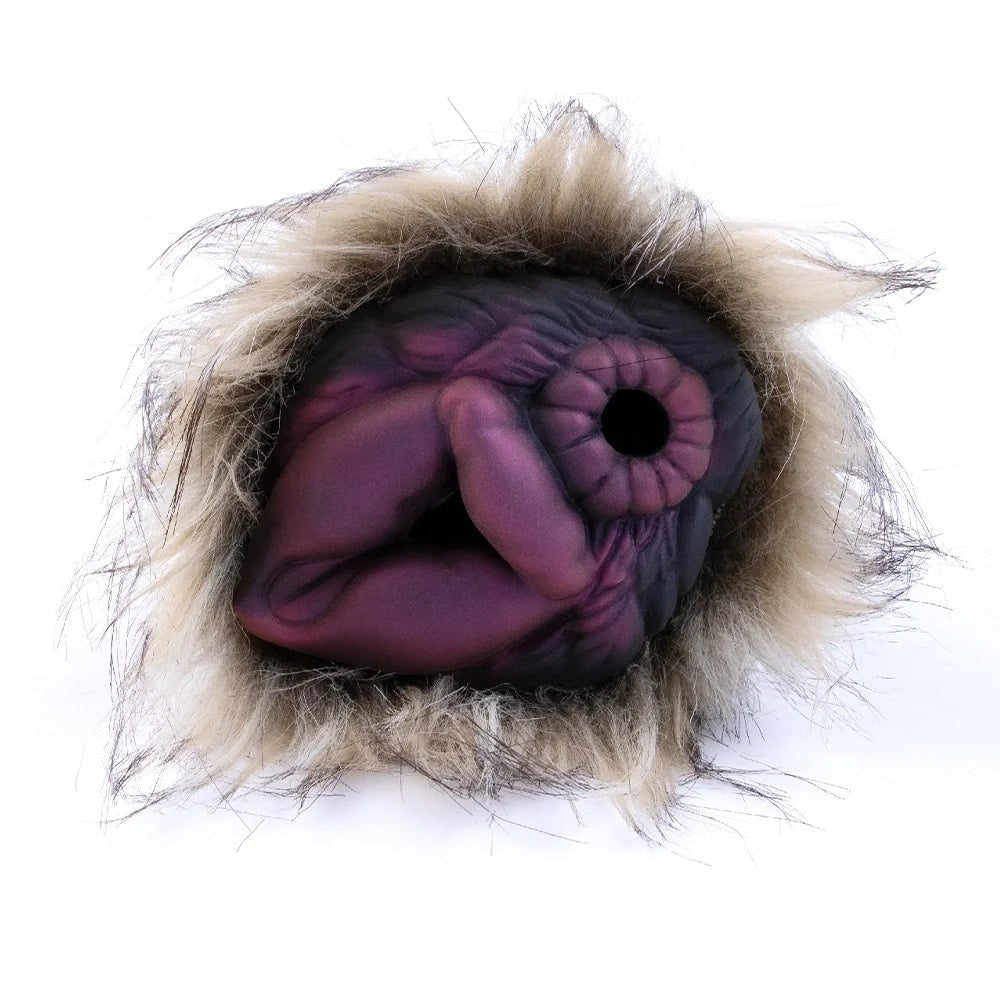 Cream fur aubergine dual entry masturbator, photo 3