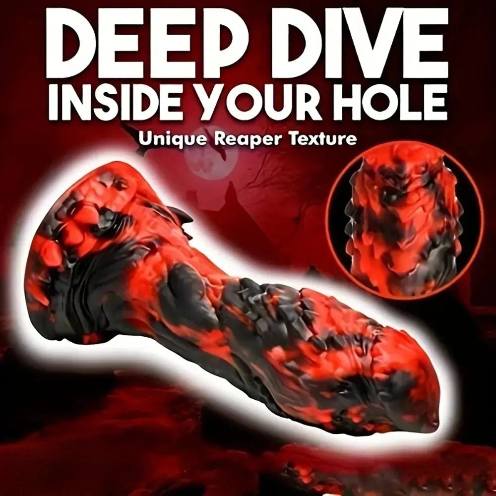 Dark red creature scale fantasy dildo, photo 3