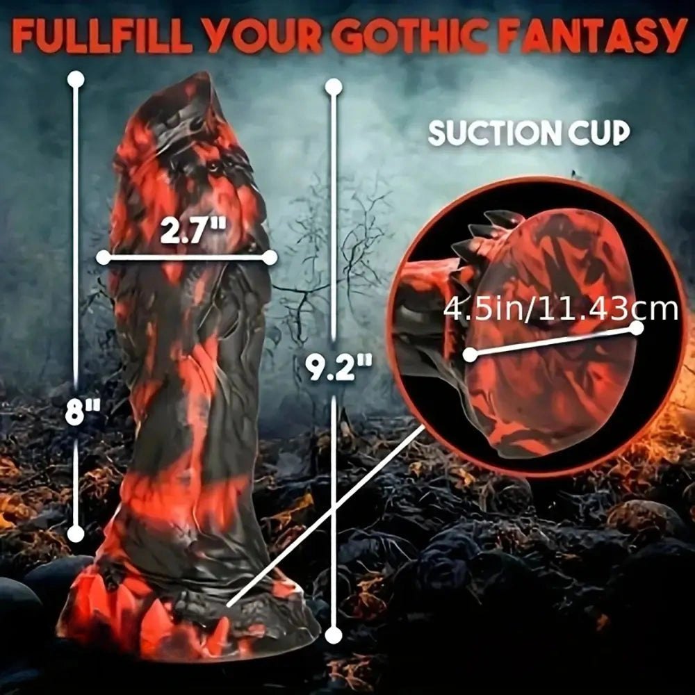 Dark red creature scale fantasy dildo, photo 5