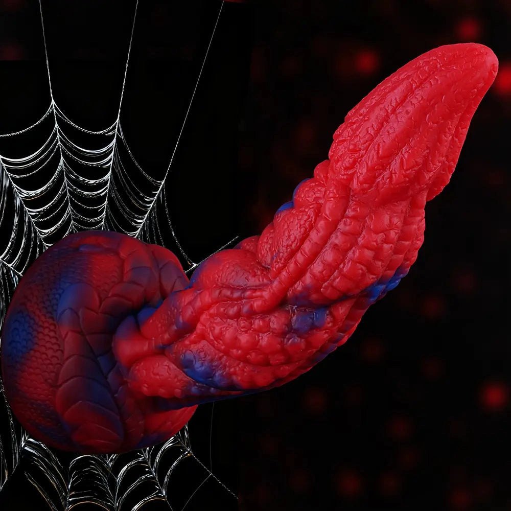 Red and blue dragon scale fantasy dildo, photo 1